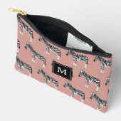 Zebra Exotic Animal Pattern Blush Pink Monogramm Zubehörtasche (Offen)