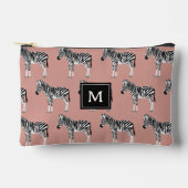 Zebra Exotic Animal Pattern Blush Pink Monogramm Zubehörtasche (Vorderseite)