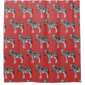Zebra Exotic Animal Pattern Deep Red Duschvorhang (Vorderseite)
