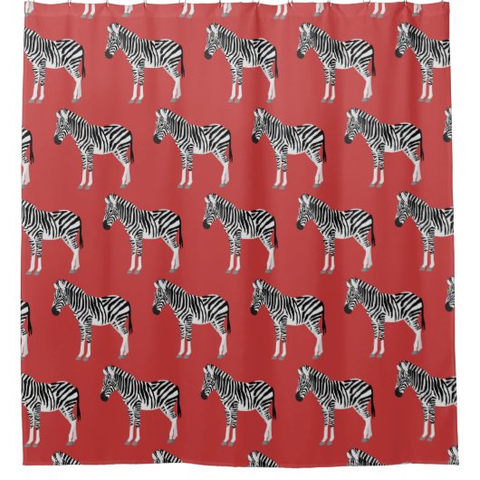 Zebra Exotic Animal Pattern Deep Red Duschvorhang (Vorderseite)