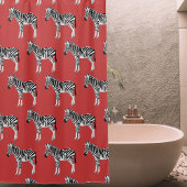 Zebra Exotic Animal Pattern Deep Red Duschvorhang