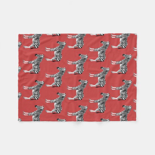 Zebra Exotic Animal Pattern Deep Red Fleecedecke (Vorderseite (Horizontal))