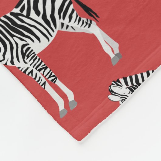 Zebra Exotic Animal Pattern Deep Red Fleecedecke (Ecke)