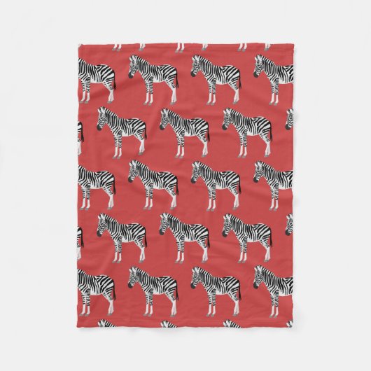Zebra Exotic Animal Pattern Deep Red Fleecedecke (Vorderseite)