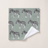 Zebra Exotic Animal Pattern Sage Green Badhandtuch Set (Waschlappen)