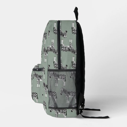 Zebra Exotic Animal Pattern Sage Green Bedruckter Rucksack (Rechts)
