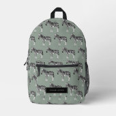 Zebra Exotic Animal Pattern Sage Green Bedruckter Rucksack (Vorderseite)