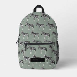 Zebra Exotic Animal Pattern Sage Green Bedruckter Rucksack