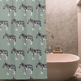 Zebra Exotic Animal Pattern Sage Green Duschvorhang
