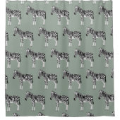 Zebra Exotic Animal Pattern Sage Green Duschvorhang (Vorderseite)