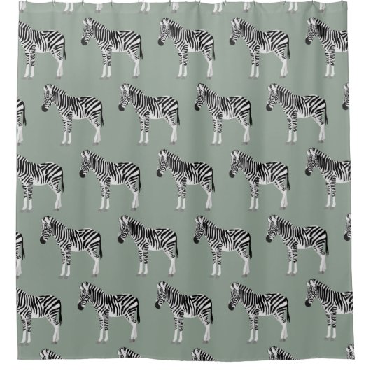 Zebra Exotic Animal Pattern Sage Green Duschvorhang (Vorderseite)