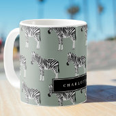 Zebra Exotic Animal Pattern Sage Green Kaffeetasse