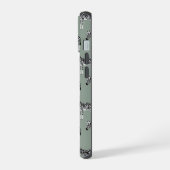 Zebra Exotic Animal Pattern Sage Green Monogram iPhone 15 Hülle (Linke Seite)