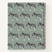 Zebra Exotic Animal Pattern Sage Green Monogram Notizblock (Rückseite)