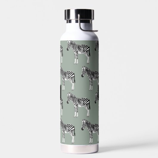 Zebra Exotic Animal Pattern Sage Green Monogram Trinkflasche (Links)