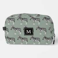 Zebra Exotic Animal Pattern Sage Green Monogram