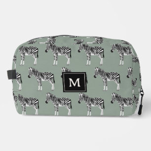 Zebra Exotic Animal Pattern Sage Green Monogram Waschbeutel