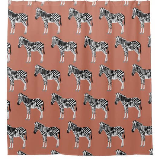 Zebra Exotic Animal Pattern Terracotta Duschvorhang (Vorderseite)