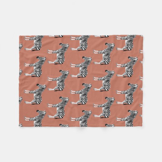 Zebra Exotic Animal Pattern Terracotta Fleecedecke (Vorderseite (Horizontal))