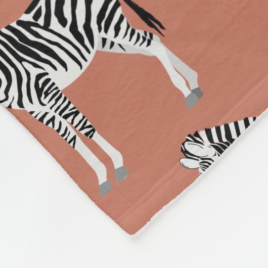 Zebra Exotic Animal Pattern Terracotta Fleecedecke (Ecke)