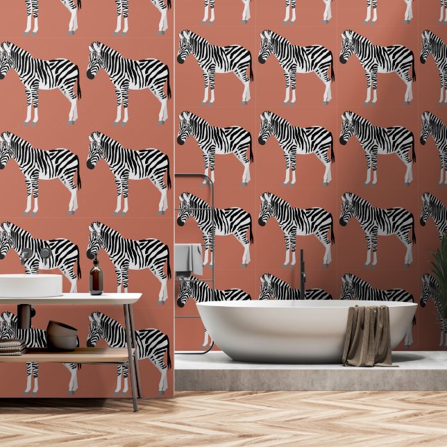 Zebra Exotic Animal Pattern Terracotta Tapete (Badezimmer)
