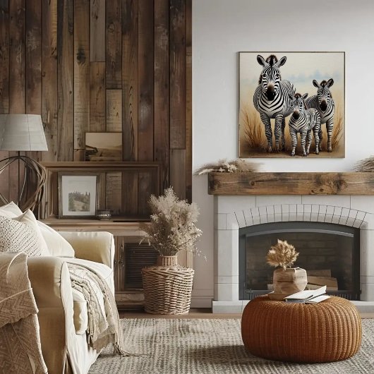 Zebra-Familie Niedlich und bezwingt Wildtiere Poster