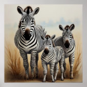 Zebra-Familie Niedlich und bezwingt Wildtiere Poster (Vorne)
