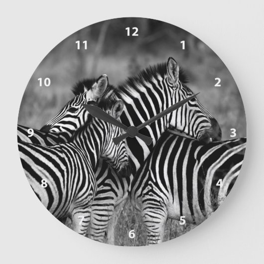 Zebra Family Große Wanduhr (Vorderseite)