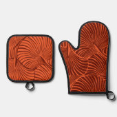 Zebra Fan Palm Hawaiian Tropical Burnt Orange Ofenhandschuh & Topflappen-Set (Vorderseite)