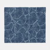 Zebra Fan Palm Hawaiian Tropical Navy Blau Fleecedecke (Vorderseite (Horizontal))