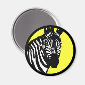 zebra. Farbe anpassbarer Kreis. Magnet (Vorderseite/Rückseite)