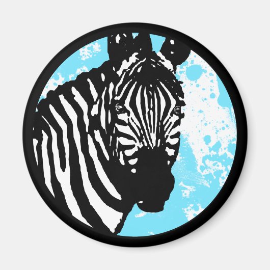zebra. Farbe anpassbarer Kreis. Magnet (Vorne)