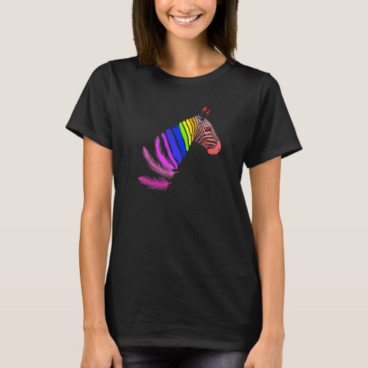 Zebra Federn LGBTQ Flagge Pride Monat Stolz LGBTQ T-Shirt (Vorderseite)