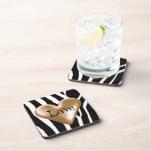 Zebra-Felldruck mit Herzdesign Getränkeuntersetzer (Rechte Seite)