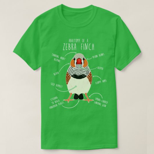 Zebra Finch Anatomie T-Shirt (Design vorne)