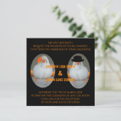 Zebra Finch mit Hochzeitsfeier Einladung (Stehend Vorderseite)