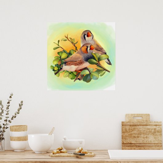 Zebra Finch realistisches Bild Poster (Küche)