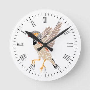 Zebra finch tribal tattoo design runde wanduhr
