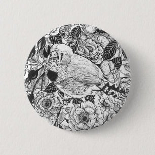 Zebra-Finch und Rose-Buschtinte zeichnend Button