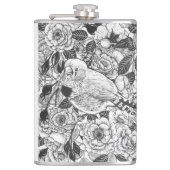 Zebra-Finch und Rose-Buschtinte zeichnend Flachmann (Vorderseite)