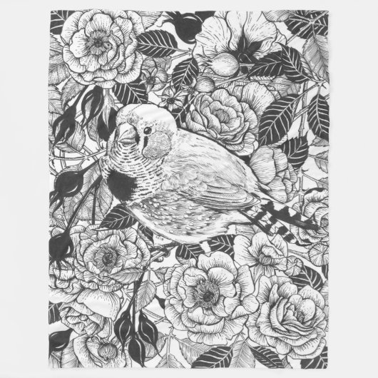 Zebra-Finch und Rose-Buschtinte zeichnend Fleecedecke (Vorderseite)