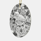 Zebra-Finch und Rose-Buschtinte zeichnend Keramik Ornament (Links)
