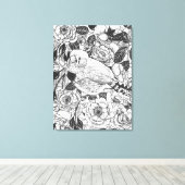 Zebra-Finch und Rose-Buschtinte zeichnend Leinwanddruck (Insitu (Holzboden))