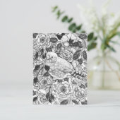 Zebra-Finch und Rose-Buschtinte zeichnend Postkarte (Stehend Vorderseite)