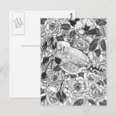 Zebra-Finch und Rose-Buschtinte zeichnend Postkarte (Vorne/Hinten)