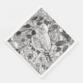 Zebra-Finch und Rose-Buschtinte zeichnend Serviette (Ecke)