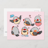 Zebra Finish niedlicher Cartoon rosa kariertes Mus Postkarte (Vorne/Hinten)