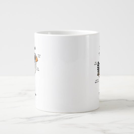 Zebra-Fink-Statistiken Jumbo-Tasse (Vorderseite)