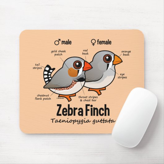 Zebra-Fink-Statistiken Mousepad (Mit Mouse)