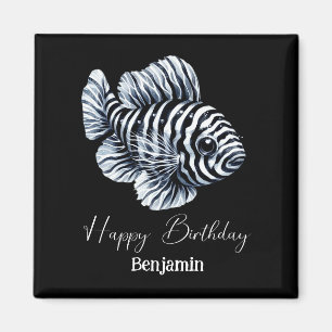 Zebra-Fisch-Personalisierter-Geburtstags-Aufkleber Magnet